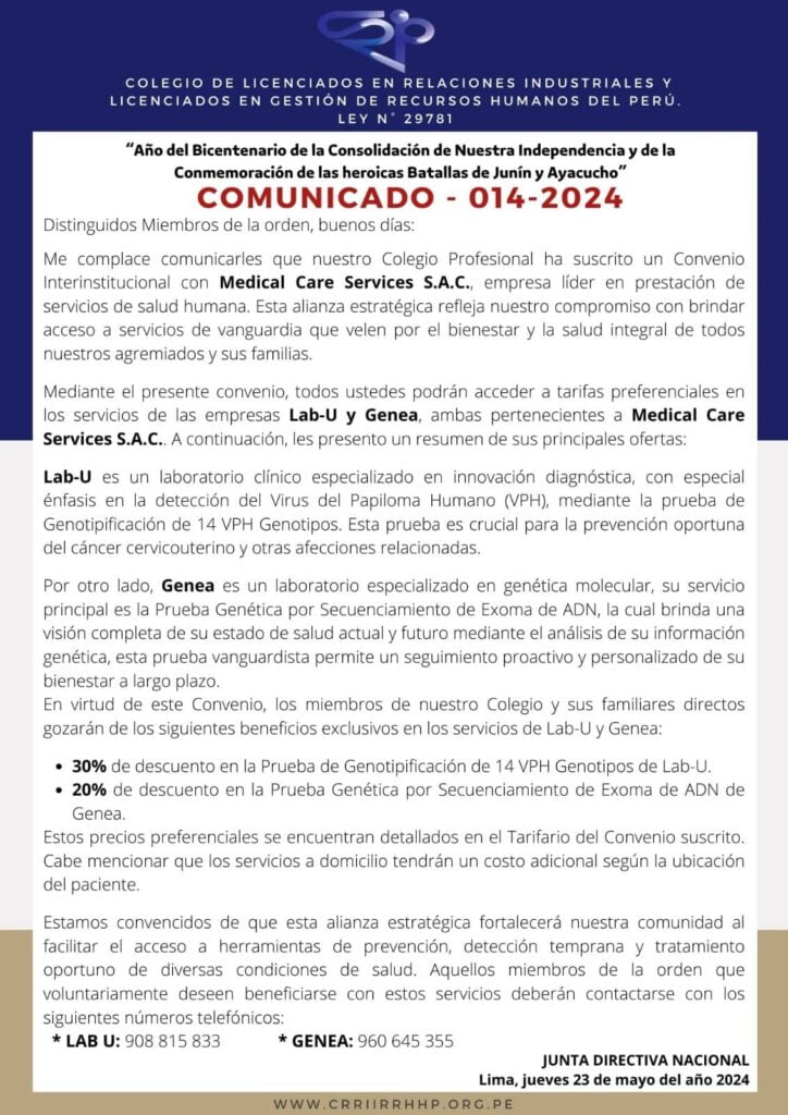 CRRIIRRHHP – Comunicado 014-2024