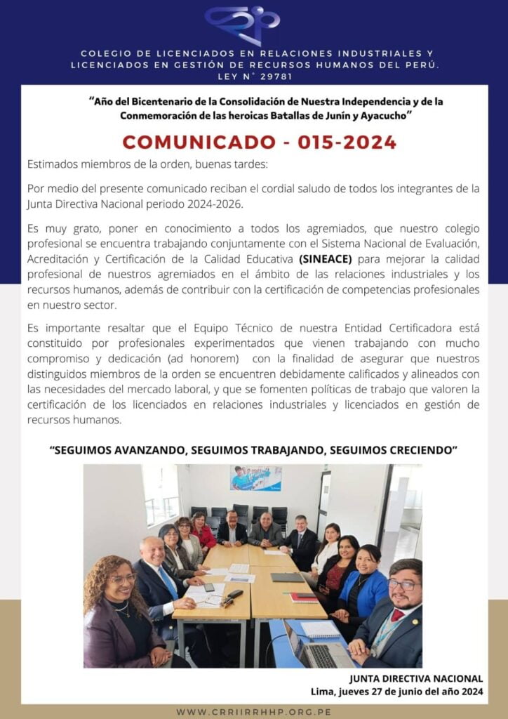 CRRIIRRHHP – Comunicado 015-2024