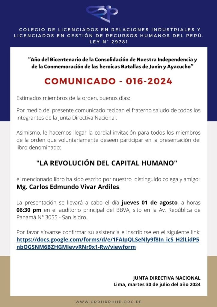 CRRIIRRHHP – Comunicado 016-2024